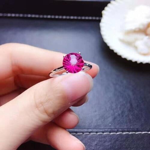High-Quality Pink Topaz Gemstone Simple Ring S925 Silver Charming Fine Fashion Jewelry for Women Free Shipping Hot Sale