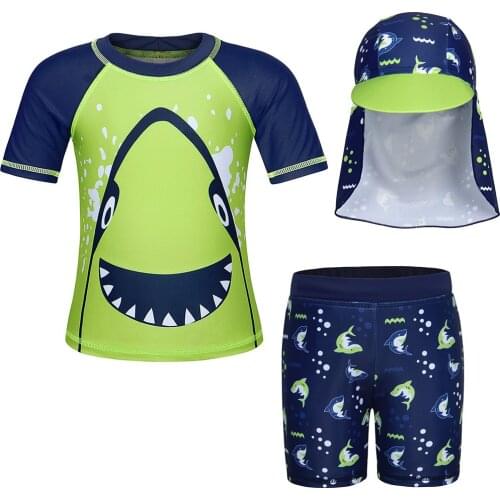 Boy Two Piece Cartoon Anime Animal Shark Baby Sun Protection Beach Surfing Pool Practice Competition Uniform Outdoor Sport Cloth