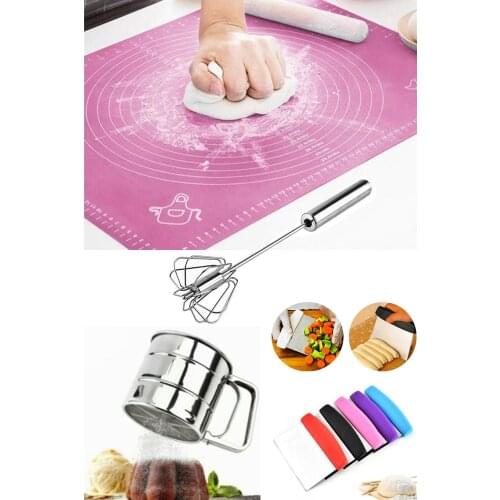 Kitchen Dough Pastry Set Mat Auto Beater Spatula Flour Sugar Sieve