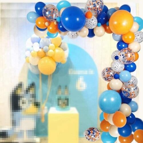 Bruy Theme Puppy Latex Balloon Garland Blue Orange Paw Print for Childrens Birthday Home Party Decoration Suit Supplies