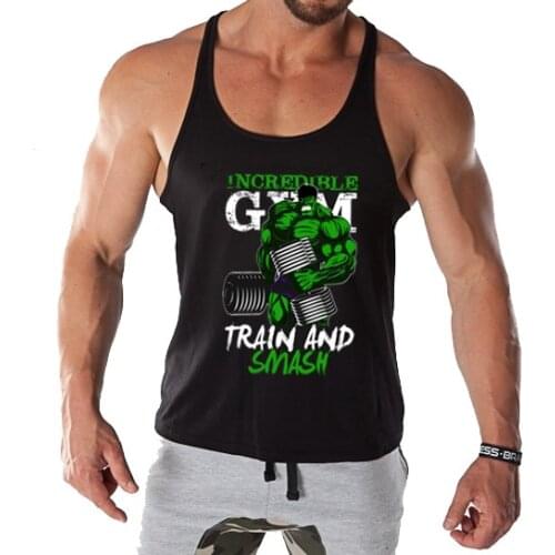 Brand Men Clothing Bodybuilding Tank Tops print gyms Tank Top Men Cotton O-neck Muscle Vest Fitness Men fashion tank 2021