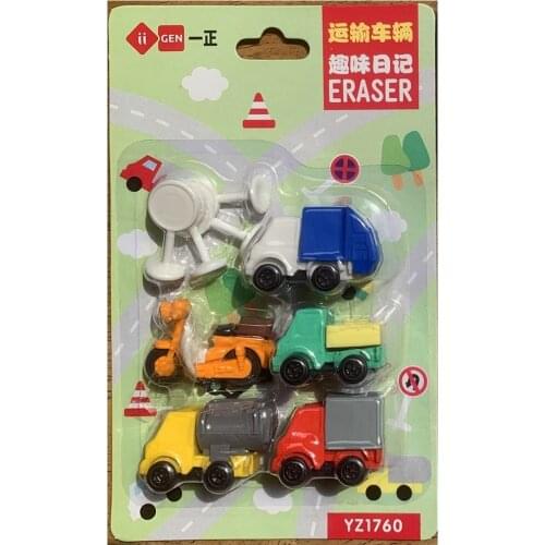 5pcs Cartoon Car Eraser Set for Children Gift Mini Kawai Motor Car Erasers for Pencil Novelty Little Stationery Supplies H6105