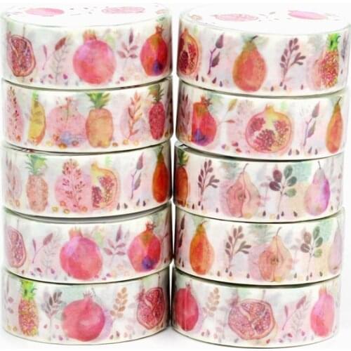 NEW 10pcs/Lot Decorative Cute Pomegranate Pear Fruit Washi Tapes Paper Scrapbooking Stickers Adhesive Masking Tape Papeleria