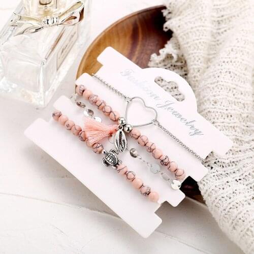 F1672 Han Zhishang European and American Cross-Border Hand Jewelry New Shell Sequins Pearl Chain Tassel Bracelet Four-Piece Set