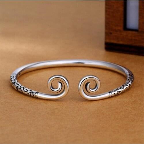 New Beautiful Exquisite Wukongs Weapon Bracelets 925 Sterling Silver Jewelry Not Allergic Tight Spell Cursive Bangles SB201
