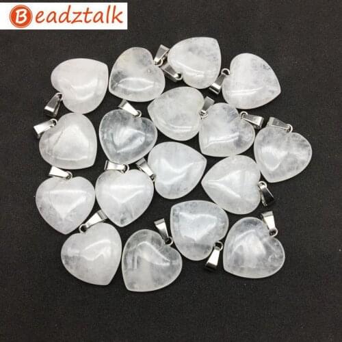 Beadztalk Natural Stone Heart Charm Pendant 20 mm Rock Crystals For DIY Earrings Necklace Jewelry Supplies