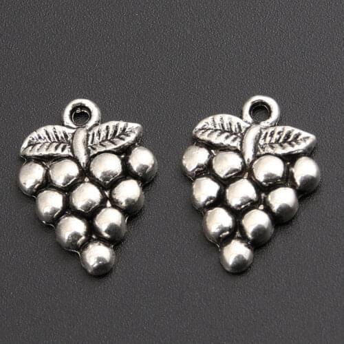 25pcs Silver Color Zinc Alloy Grape Charms Pendants For Jewelry Making DIY Handmade Craft A2409
