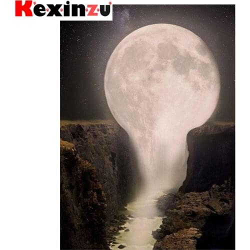 Full 5D DIY Square/ Round Diamond Painting"Moon Water Scenery" Embroidery Cross Stitch Mosaic diamondpainting Gift