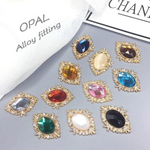 Opal Alloy Retro Diy Material Bag Hair Accessories Wedding Dress Decoration Rhinestone Flatback Buttons Ornaments Craft Supplies