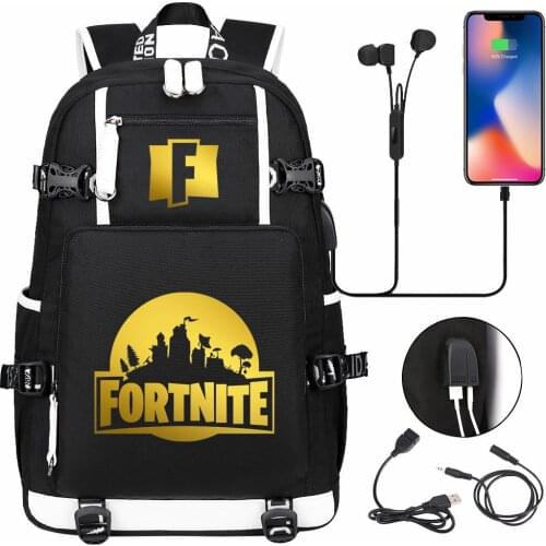 Men Backpack Fortnite School Bags Teenagers Night School Backpack Kids Waterproof Battle Royale Book Bag USB Charging SchoolBag