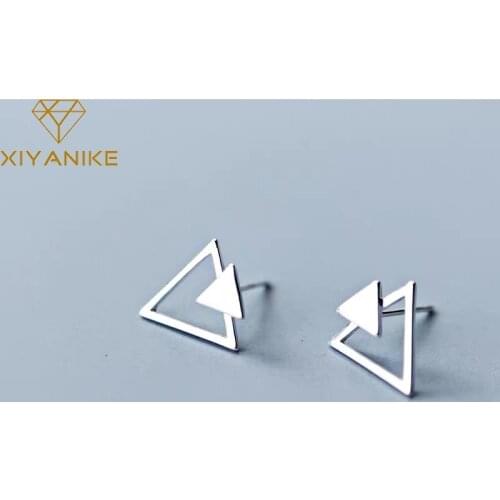XIYANIKE 925 Sterling Silver Simple Triangle Geometric Stud Earrings For Women Elegant Wedding Handmade Jewelry Accessories