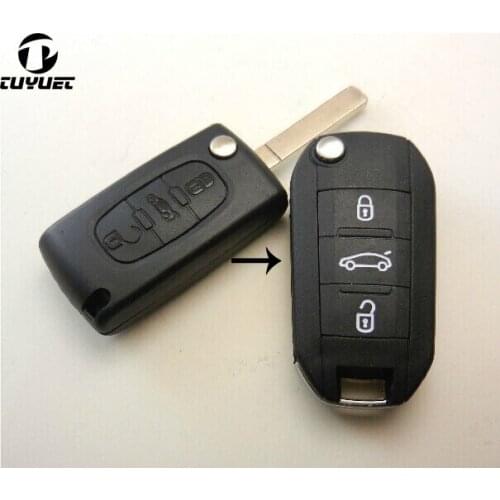 3 Buttons Modified Flip Folding Remote Key Shell Blank FOB Case For Peugeot 307 407 408 (VA2 Blade without Groove)
