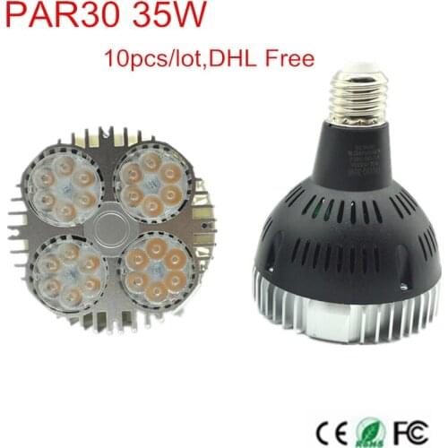 LED Par30 35W Spotlight Par 30 Bulb Light E27 Indooor high power Lamp black white body 85V-265V Warm/Natural/Cold 10pcs/lot