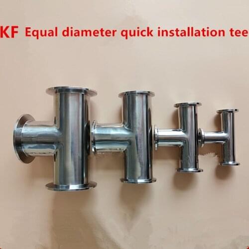 KF16/25/40/50 Vacuum Equal Diameter Tee Tube Quick-fit Stainless Steel Vacuum Tee Joint Tube Pipe Fitting For Vacuum Equipment