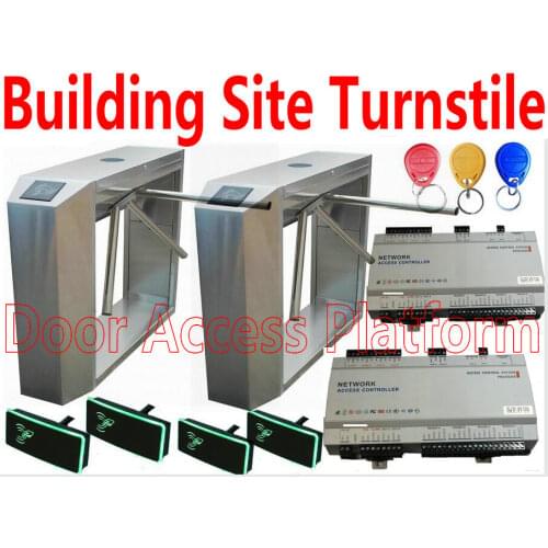 Building sides Entrance Gate 1 Order=2 pcs Tripod Turnstiles kit +RFID EM Card Access Gate Reader+Web Network Access Controller