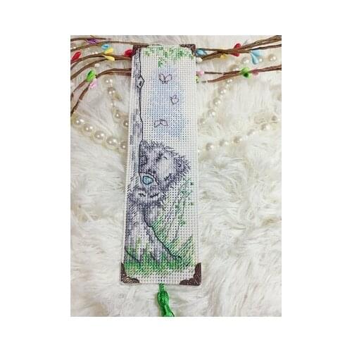 2 bear Craft Stich Cross Stitch Bookmark Christmas Plastic Fabric Needlework Embroidery Crafts Counted Cross-Stitching Kit