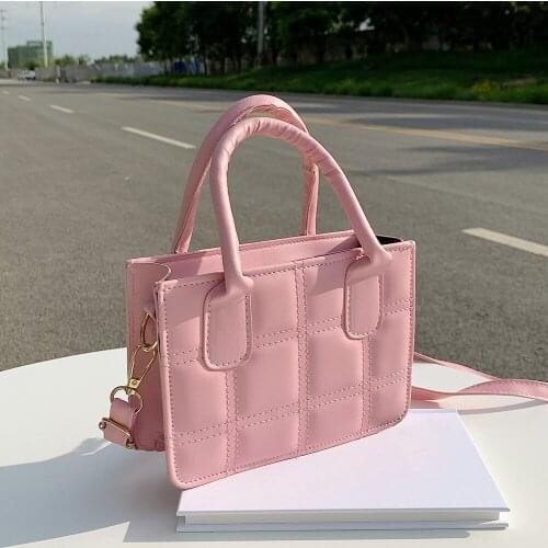 INS Fashion Women Plaid Pattern Shoulder Bags Soft PU Leather Crossbody Small Square Bag Female Travel Purse Bag sac a main