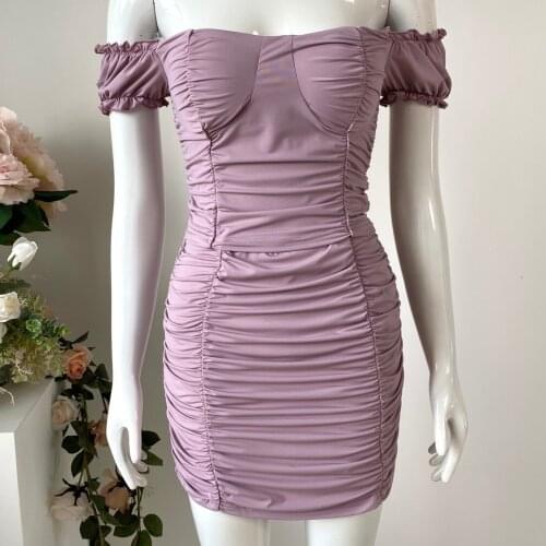 2021 Summer Autumn Holiday Off The Shoulder Solid Top and Mermaid Skirts Beach Women Sets