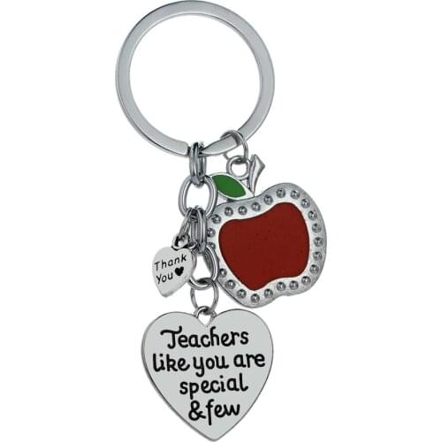 36PC Thanksgiving Gifts Red Apple Thank You Heart Charm Pendant Keyrings Teachers Like You Are Special And Few Keychain Jewelry