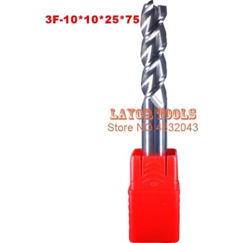 3F-10*10*27*75,HRC50,Carbide Square Flatted End Mill,3flute milling cutter for aluminum endmill Carbide CNC End mill Router bits