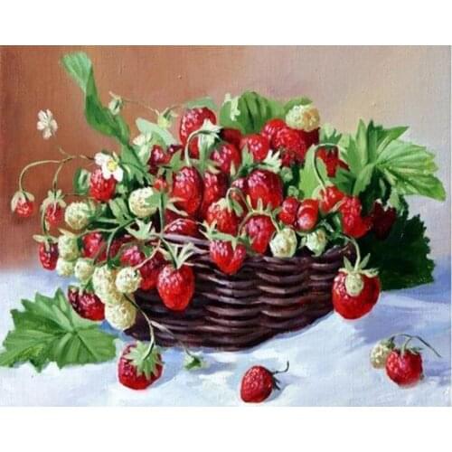 5D Diamond Embroidery Diamond Painting Flower Cross Stitch Kits Pure Strawberry Resin Diamond Mosaic Home Decoration