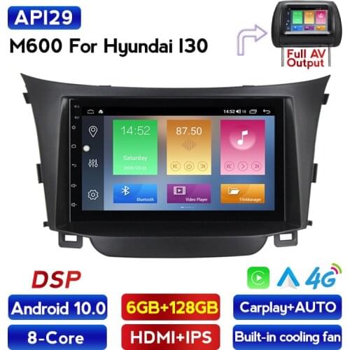 6+128G Android 10 Car Dvd Player for Hyundai I30 Elantra GT 2012 2013 2014 2015 2016 2 Din Car Radio Gps Stereo Multimedia Audio