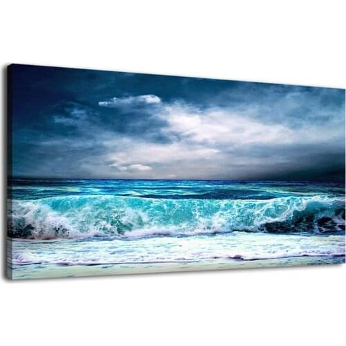 Big Size Full Square Round Mosaic Diamond Embroidery Ocean Aqua Waves Picture Stormy Weather Blue Sky 5D DIY Diamond Painting