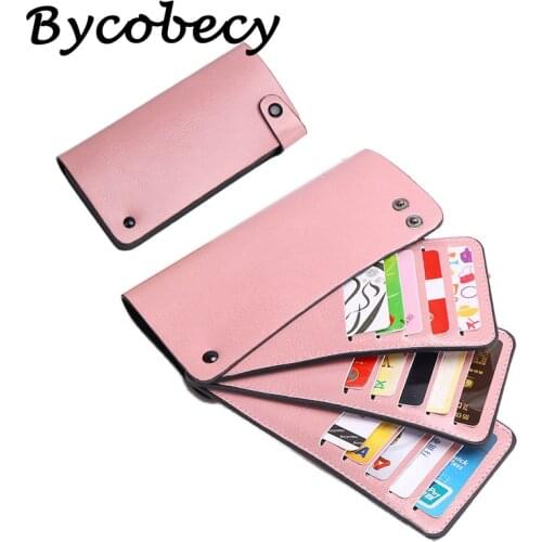 Bycobecy New Purse CardHolder Wallet for Women RFID Card Multi-Card Slot Credit Case Security Ultra-Thin Business PU Leather Bag