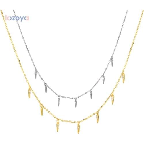 LOZOYA 925 Sterling Silver Gold Leaves Rock Punk New Chain Choker Necklace 2020 Fashion Crystal CZ Zircon 2021 Arrivals Jewels