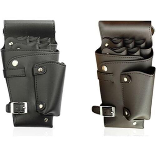 Black Brown Barber Scissor Shear Organizer Stylist PU Case w/ Nylon Belt Salon Hairdresser Tool Clipper Waist Pouch B5