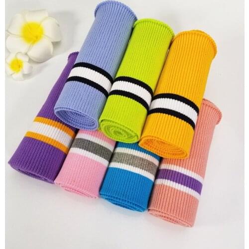 80cm Length Colorful Yarn Dyed Stripes Cuff for DIY Cotton Knitted Cloth for neckline hem jacket,Clothing accessories