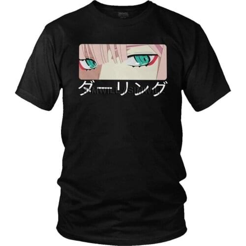 Darling In The Franxx Zero Two Eye T-Shirts Men Streetwear T Shirts Short Sleeve Anime Manga Tshirt 100% Cotton Tee Top Clothes