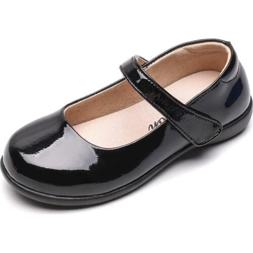 Kids Student Leather Shoes Fashion Princess Ceremonial Flower Girl School Shoes Bow Black Non-slip Wear-resistant Soft Bottom