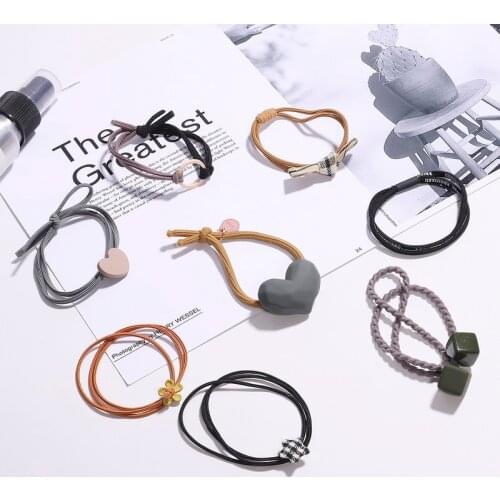 Mixed fashion 8piece/set High Elastic Rubber Bands for Women Girls Tie Ponytail Holder Scrunchie Rope Hair Ring Rope Accessories