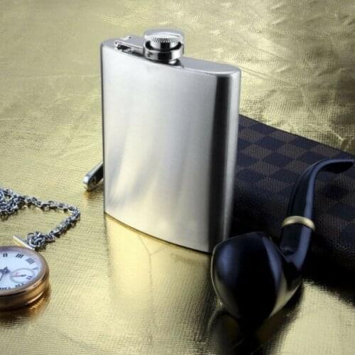 Stainless Steel Hip Flask Liquor Whiskey Alcohol Pocket Wine Bottle 7 8 10 Oz Hip Flasks Portable Solid Color Hip Flasks Sliver