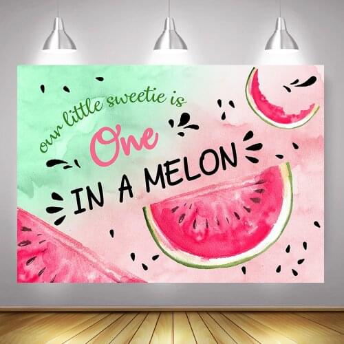 Summer Watermelon Theme Birthday Backdrop Photography Little Sweetie One 1st Birthday Party Background Decoration Supplies Props