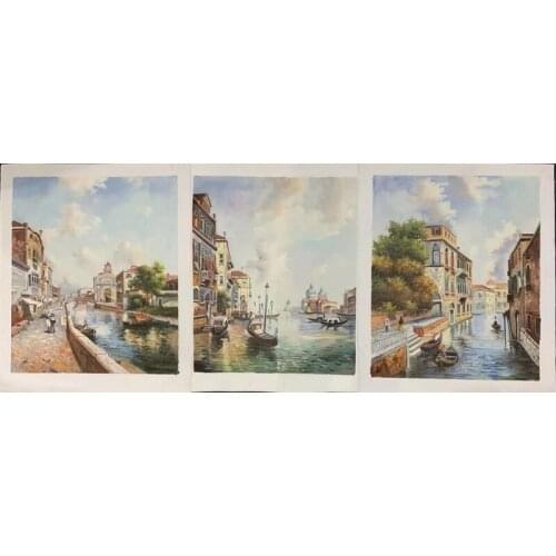 Mordern handmade painting Impressionism city scenery on oil canvas for home decor. wallpaper