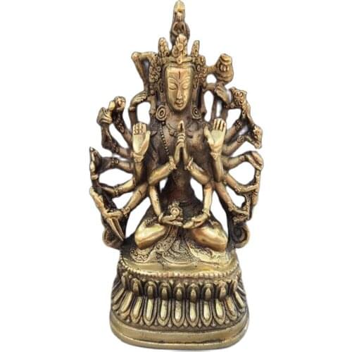 Chinese old bronze statue of Tibet La ta Guanyin Guanyin