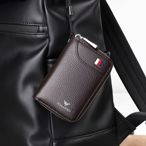 Leather Mini Wallet mens short card holder high end trend coin bag multi function key bag