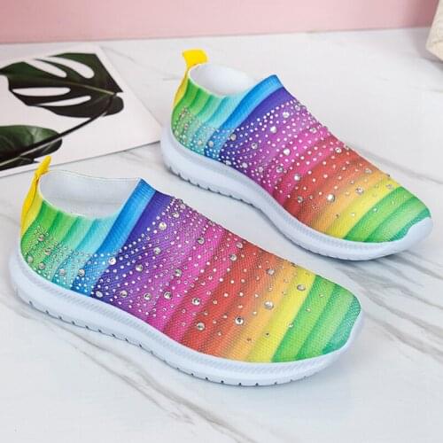 Womens casual shoes color sneakers light large size cheap vulcanized walking flying mesh stripe fashion summer breathable
