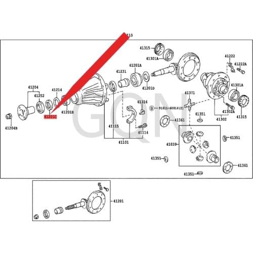 Oil seal (for rear differential case) 2010-Toy ota FJC RUI SER HIL UXS URF FOR TUN ER front and rear differential oil seal