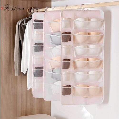 OYOURLIFE Multi-function Hanging Waterproof Storage Bag Closet Organizer Family Wardrobe Underwear Bra Socks Sorting Storage Bag
