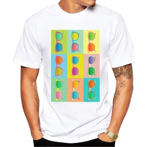 TEEHUB Fashion Pop Art Style Men T-Shirt Hipster Retro Glasses Printed t shirts Short Sleeve Tshirts Cool Essential Tee