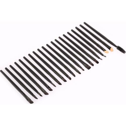 20Pcs Black Brown Wooden Handle Brown Gold Tube Eye Makeup Brush Set Blooming Outline Tool To Create A Refined Look #LR1