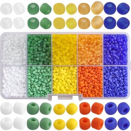 Box Set 10Colors Czech Glass Seed Beads Spacer 3MM Crystal Round Matte Beaded Handmade Bracelets Jewelry Accessories 5000Pcs