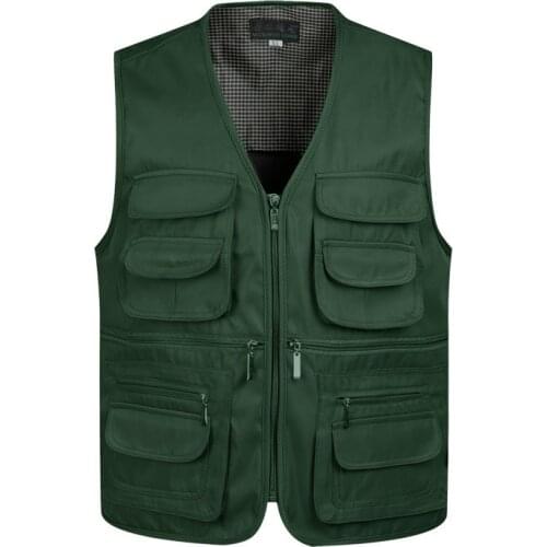 New autumn middle aged elderly men vest outdoor multi-pocket photography fishing waistcoat jacket Thin Slim Sleeveless