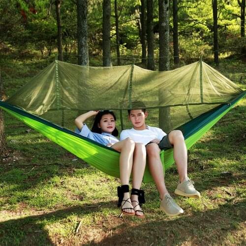 Hot Double 210T Nylon Outdoor Mosquito-proof Aerial Camping Hammock Breathable Anti-mosquito Durable Hammock