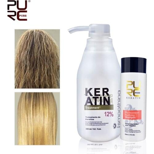PURC Brazilian keratin 12% formalin 300ml keratin treatment shampoo Straightening hair repair damage hair keratin for hair11.11