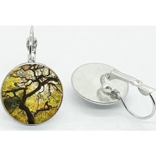 Retro Handmade Glass Cabochon Tree Of Life Drop Earrings Retro Ethnic Style WomenS Party Jewelry Earrings