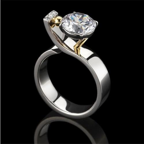 S925 Silver Sterling natural 1carat Diamond Ring for Women Gemstone Silver 925 Jewelry Topaz Diamond Ring Anillos Bizuteria box